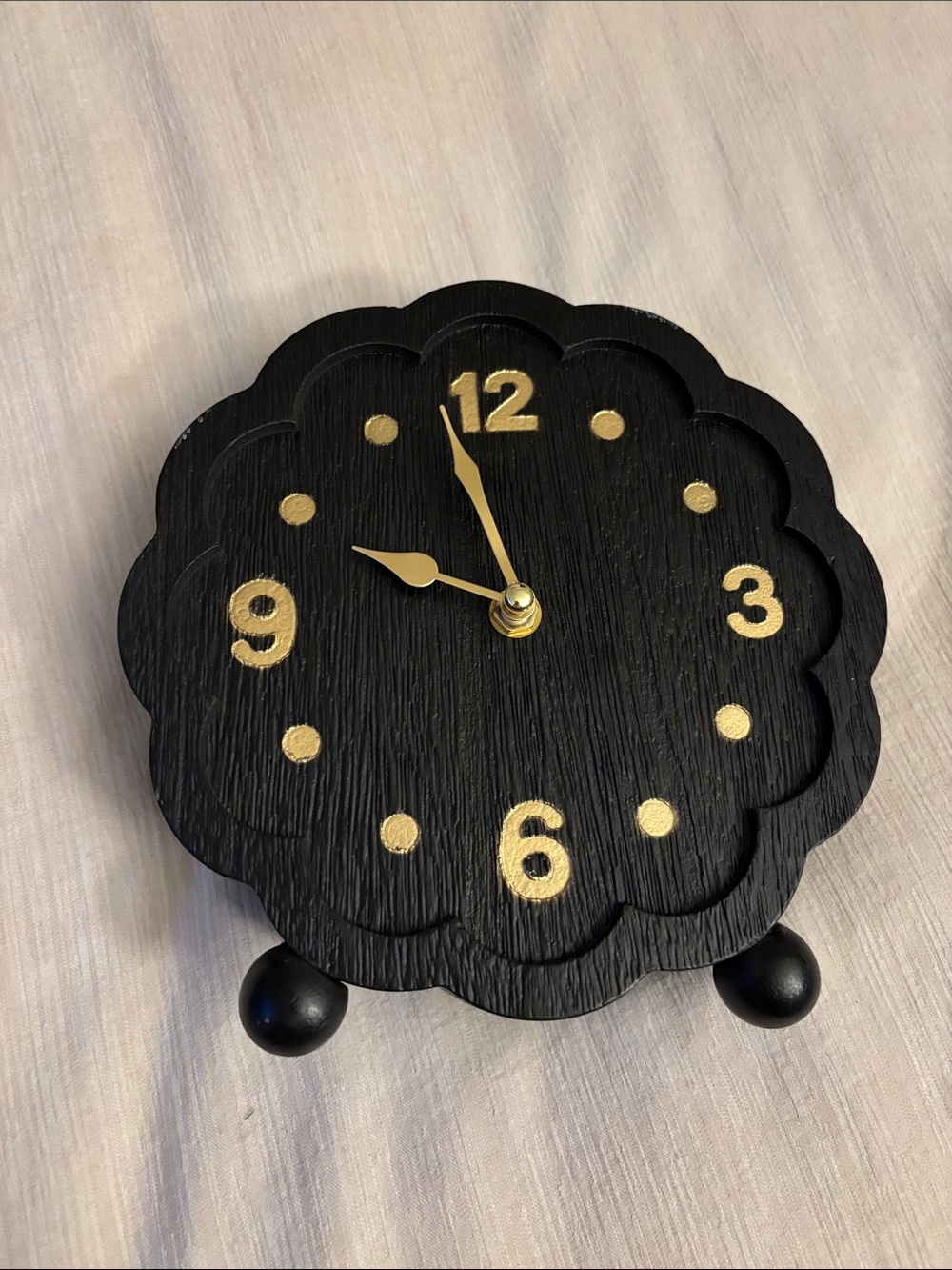 Hobby Lobby Black and Gold Scalloped Wooden Clock